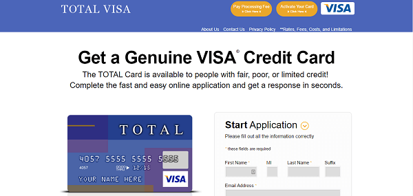 total visa credit card in credit cards for people with bad credits