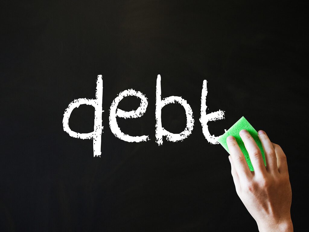 Debt word symbolizing people who don't know how to get rid of student loans.