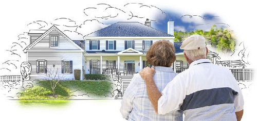 Reverse mortgage pros and cons: seniors dreaming about a house.