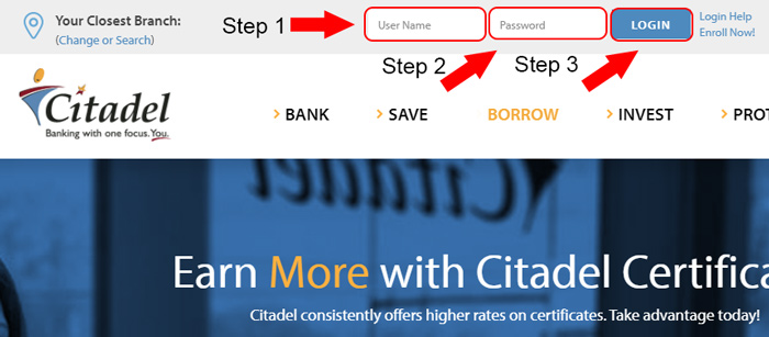 citadel bank online banking login