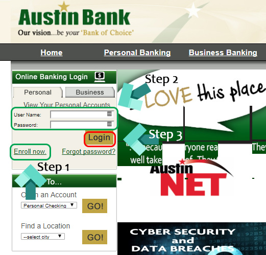 austin bank login page