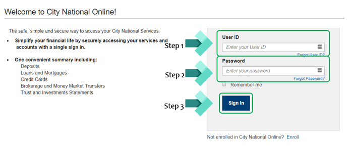 city national bank login page