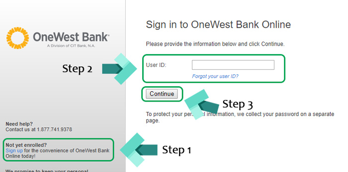 onewest bank login page